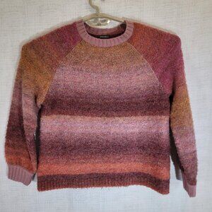 Eddie Bauer Sweater Womens Petite Medium Wool Blend Knit Pullover Striped